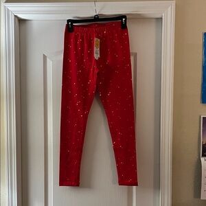 Cat & Jack Bright Red Leggings with Gold Accents